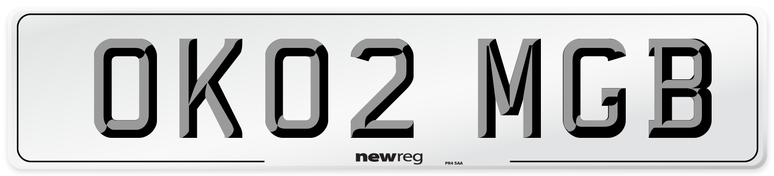 OK02 MGB Number Plate from New Reg